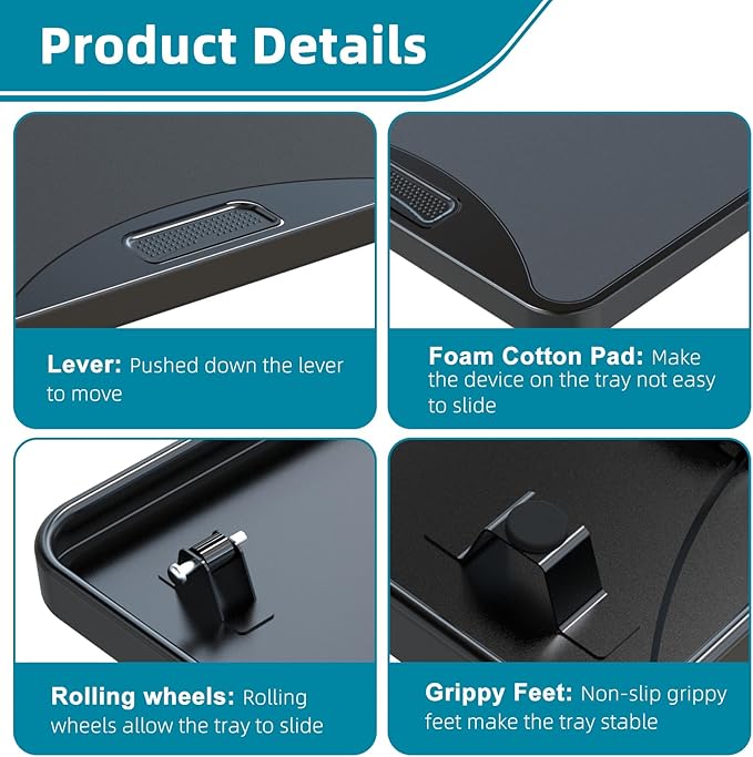 ARGOMAX Appliance Rolling Tray, Coffee Maker Slider, coffee pull out tray, sliding coffee maker tray, Suitable for coffee machines, air fryers and other appliances (Black-Metal)