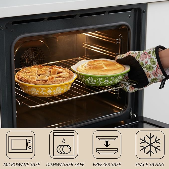 Bekith 4 Pack Ceramic Mini Pie Pans, 6 Inches Fluted Dish Pie Plate, Nonstick Small Quiche Baking Dish Mini Tart Pan, Microwave & Oven Safe
