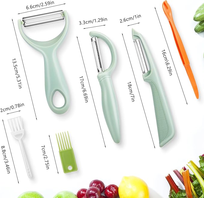 Senbowe Upgrade Potato Peeler for Kitchen, 6PCS Stainless Steel Vegetable Peeler, I and Y Veggie Food Peeler for Apple Fruit Carrot Zucchini Cucumber,Good Grip Makes Peeling Very Easy (Green)