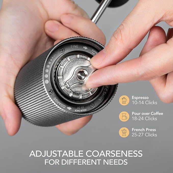 TIMEMORE Chestnut C2 Manual Coffee Grinder Capacity 25g with CNC Stainless Steel Tapered Burr - Internal Adjustable Setting, Double Bearing Positioning, French Press Coffee for Hand Grinder Gift