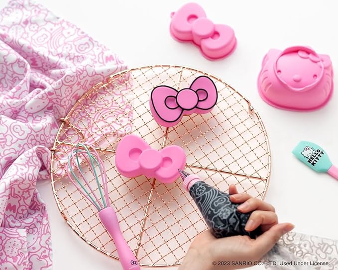 Handstand Kitchen Hello Kitty Cake Baking Set with Kitty Face and Bow Mini Cake Molds and More