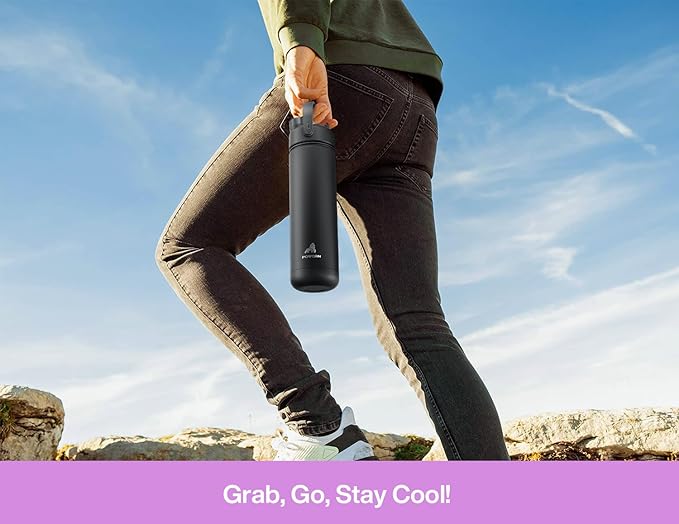 POWCAN 26 oz Insulated Water Bottle with 2-in-1 Straw and Spout Lid, Keep Cold 24H, Leak-Proof, Fits in Car Cup Holder, Stainless Steel Water Bottle for Sports, Travel, Gift and School (Cherry Pop)