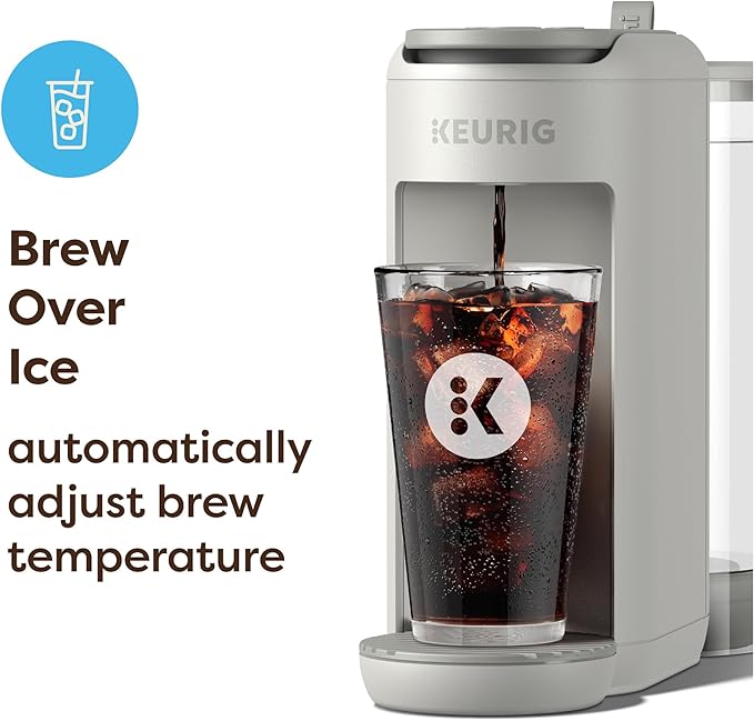 Keurig K-Mini Mate Plus Single-Serve K-Cup Pod Coffee Maker, Compact, 3 Cup Sizes, Brew Over Ice and Strong Button Features, 50 oz Removable Reservoir, Warm Stone