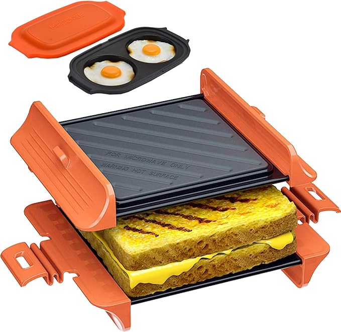 MACONEE Microwave Egg Fryer & Sandwich Maker | Cooks Eggs & Makes Paninis | Dishwasher-Safe & BPA-free