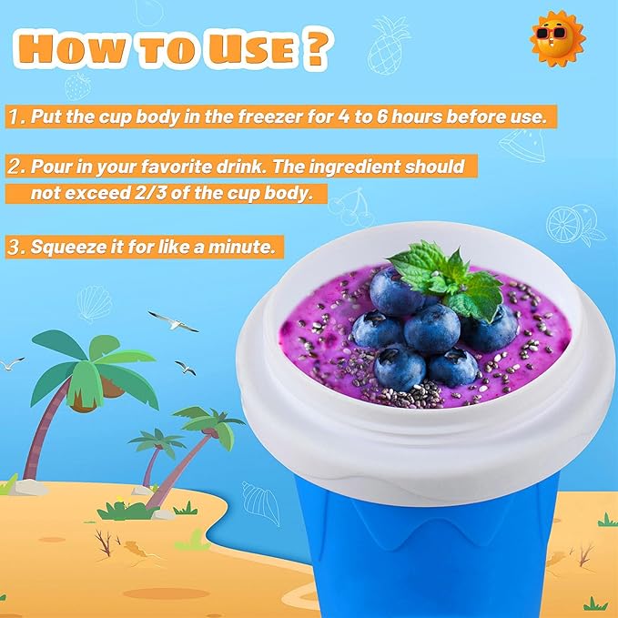 REGNBUE Slushy Maker Cup, Quick Frozen Magic Squeeze Cup for Juice Milk Yogurt Ice Cream Make, DIY Smoothie Cooling Cup with Lid & Straw for Kids Friends Family