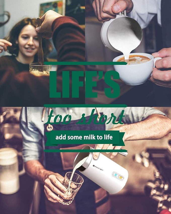 Huogary Milk Frother, Milk Frother and Steamer for Milk Foam & Hot Milk(4.5oz/10.5oz), Electric Milk Frother and Warmer for Homemade Latte, Cappuccinos, Macchiato, 120V, White