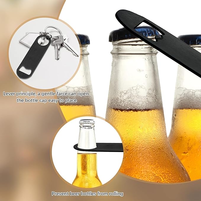 30 Pcs Flat Bottle Opener 4.9x 1.18 inches Black Stainless Steel Beer bottle Openers Heavy Duty Bar Blade Solid Bottle Cap Opener Funny Bartender Bottle Opener for Restaurant Party Supplies