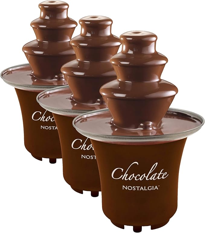 Nostalgia Electric 3-Tier Chocolate Fountain Brown | For Parties | 8-Ounce Capacity | Stainless Steel Base | Pack of 3