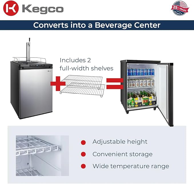 Kegco HBK309S-1 Keg Dispenser, Stainless Steel