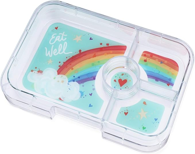 Yumbox Tapas Leakproof Bento Box, Lunch box for women, Teens and Kids, Large size, 4 compartment tray with large section for sandwich, salads plus sides and dip well (Capri Pink - Rainbow)