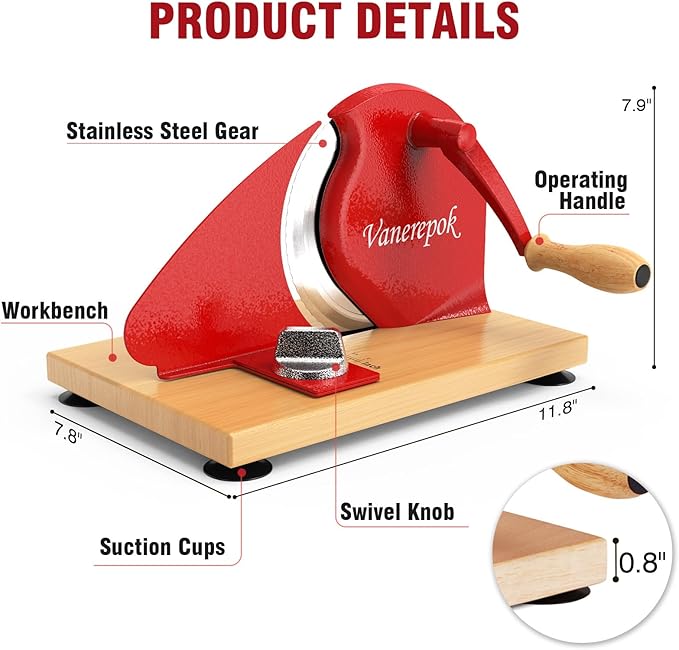 vanerepok Manual Bread Slicer for Homemade Sourdough Bread Versatile Hand Crank Bread Slicer for Sourdough Crusty Bread Etc Stainless Steel Slicers Adjustable Width for Homemade & Commercial Use