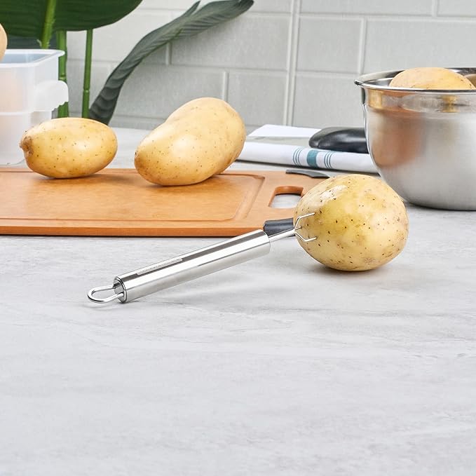 Restaurantware-German Standard 6.1 Inch Granny Forks, 6 Prong Potato Forks - Ergonomic Handle, Dishwashable, Stainless Steel Carving Fork, Heavy-Duty, For Kitchen Roast