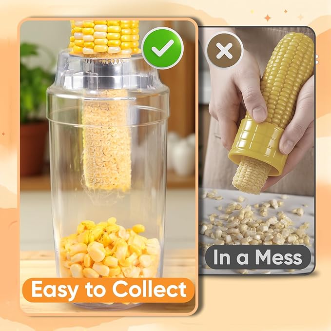 YYP Corn Cob Stripper, Corn Peeler for Corn on the Cob, with Bowl Fast No-Mess Kernel Cutter Tool for Effortless Prep with Serrated Blade for Home & Kitchen