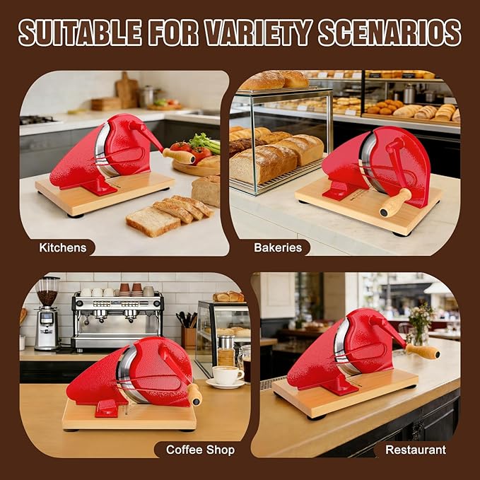 Upgrade Manual Bread Slicer for Homemade Sourdough Bread, Adjustable Thickness with Stainless Steel Serrated Blade, Even Slicing Guide, Non-Slip Suction Cups – Ideal for Home Kitchens and Bakeries