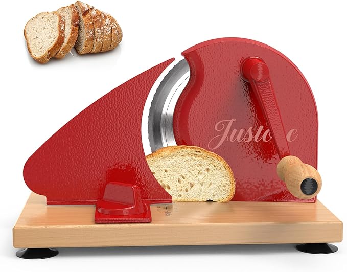 Manual Bread Slicer for Homemade Bread, Adjustable Thickness and Evenly Slicing, Sourdough Bread Slicer with Hand Crank, Clear Scale Line, Non-Slip Suction Base & Sharp Blade