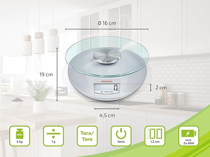 Soehnle Roma Silver Digital Kitchen Scales, Scales, Food Preparation Scales, 65856