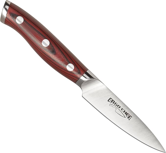 Ergo Chef Crimson Series Paring Knife 3.5-Inch - Forged High Carbon X50CrMoV15 German Stainless Steel with G10 Handles