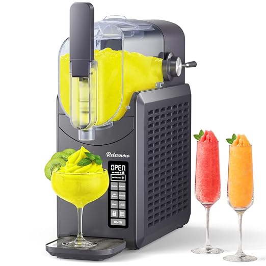 RELEXNOW Slushie Machine for Home – 6 Preset Programs, Soft Serve Frappés, Milkshakes, Margaritas & Frozen Drinks, No Ice Needed, Auto-Clean, LED Display, Quiet Operation, 88oz Capacity