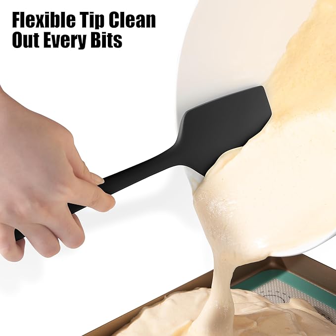 3-Piece Silicone Spatula Scrapers: Doosu 600°F Heat Resistant Food Grade Kitchen BPA Free Rubber Baking Cooking Tool Nonstick Utensil Set for Mixing, Scraping, Folding, Stirring, Serving (Multi-3)