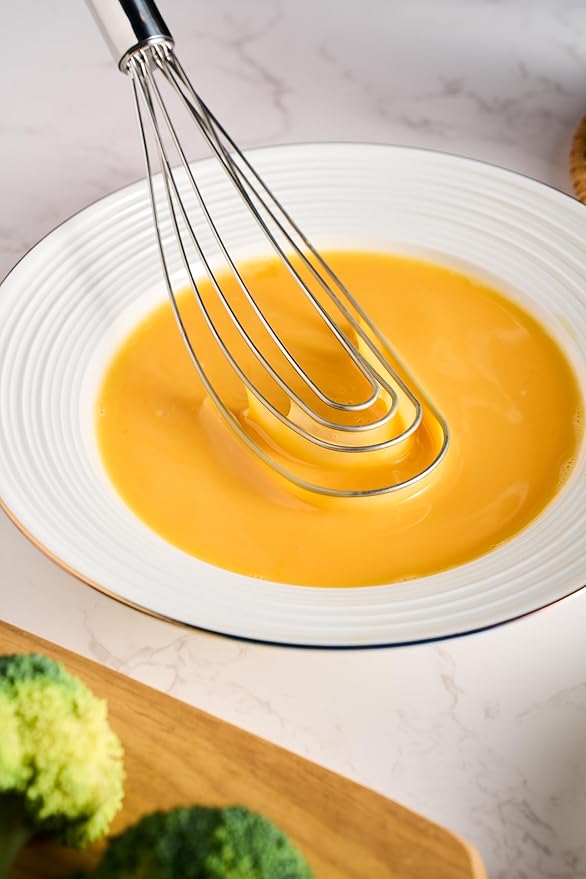 10.63" Stainless Steel Flat Whisk,Egg Beater for Blending,Whisking,Beating,or Stirring