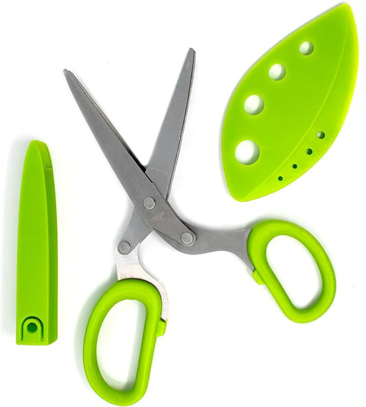 Norpro Multi Blade Herb Scissors with Blade Cleaner, 8-inch, Green