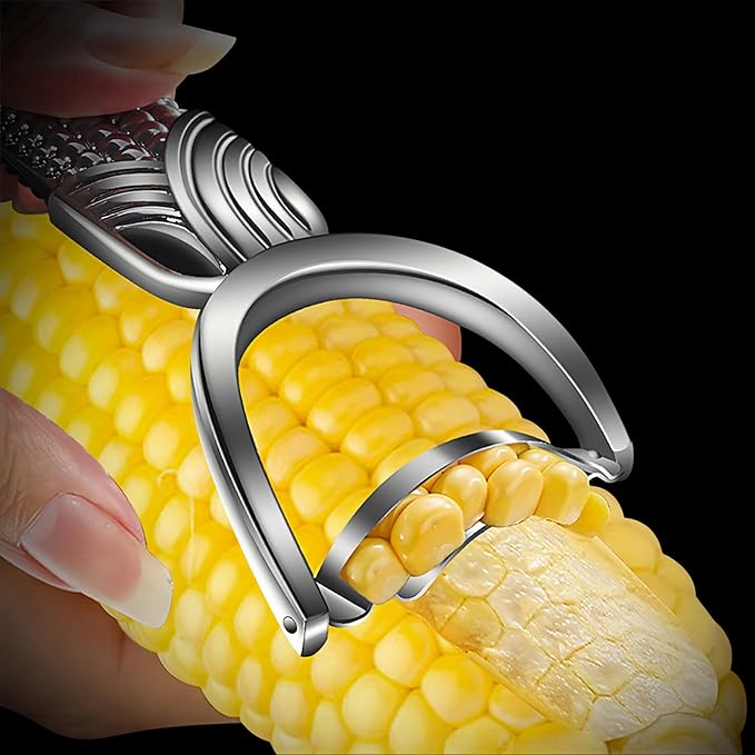 TEEVEA Corn Peeler and Cob Stripper Tool - Stainless Steel Kernel Remover & Cutter for Corn on Cob