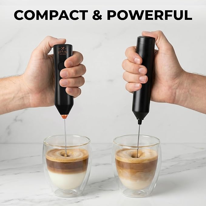 Zulay Kitchen Rechargeable Milk Frother - Dynamic - 3 Speeds, 3 Whisk Attachments, 500 mAh USB Charging, Drink Mixer For Latte, Cappuccino, Matcha, Protein Powder, Coffee Foam - Black Copper