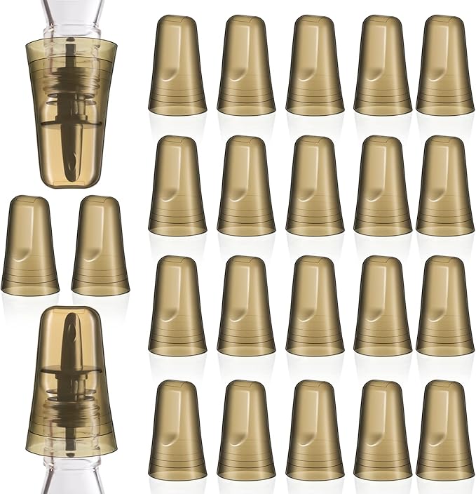 Chengu 24 Pieces Liquor Bottle Covers Pour Spout Covers Bar Toppers for Bottles Universal Pour Dispenser Dust Translucent Silicone Rubber Spout Caps for Bar Home Kitchen Tools Supplies (Champagne)