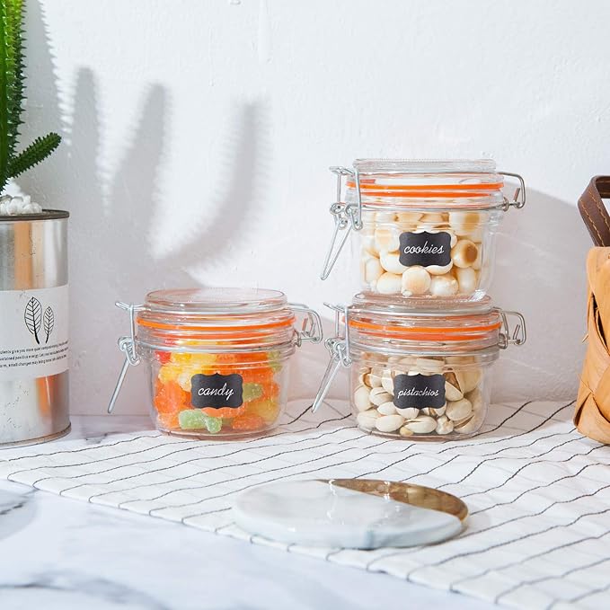 Small Glass Jars With Airtight Lids, Glass Spice Jar 5 oz,Maosn Jars With Leak Proof Rubber Gasket 150ml,Glass Storage Containers With Hinged Lid,Kitchen Canisters 12 Pack