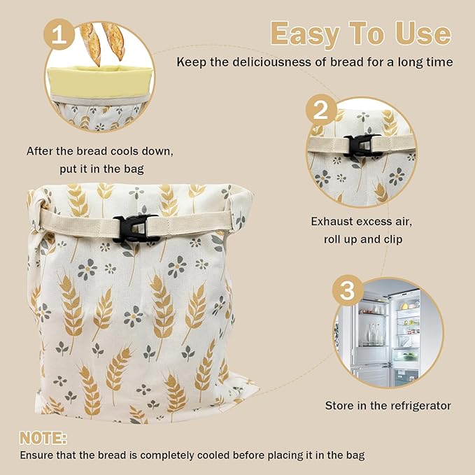 2-Pack Reusable Natural Beeswax Bread Bags for Homemade Bread, Thicker Organic Cotton Material, Freezer-Friendly for Extended Freshness, XL Portable Design, Sourdough Storage (13''x17'')