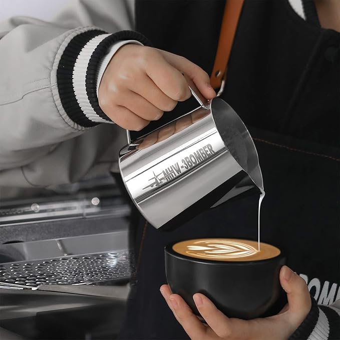 MHW-3BOMBER Espresso Steaming Pitcher Milk Frothing Pitcher Stainless Steel Milk Coffee Cappuccino Latte Art Barista Cup 20oz/600ml (Glossy), P5003S