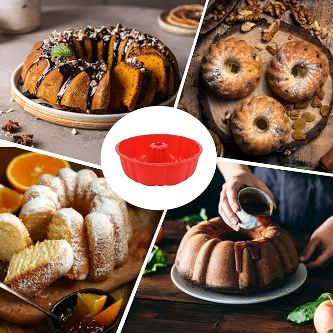 PADELE 2 Pack Silicone Cake Pan Nonstick,10 Inch, Silicone Cake Molds,Pound Cake Pan, Baking Cake Pan for Jello,Gelatin,Cake,Brownie and Bread（Pink+Blue）