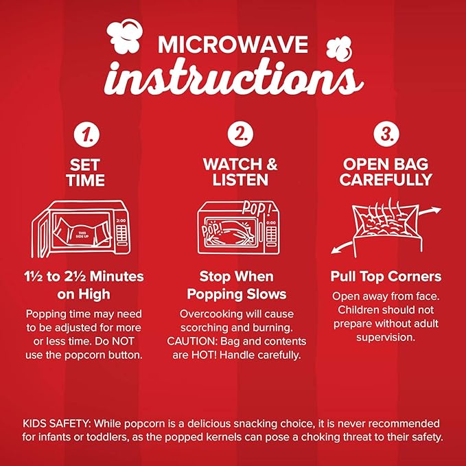 Orville Redenbacher’s Microwave Popcorn, Butter Flavor, 3g Fiber Per Serving, 3.29 oz., 36-Count (Pack of 2)