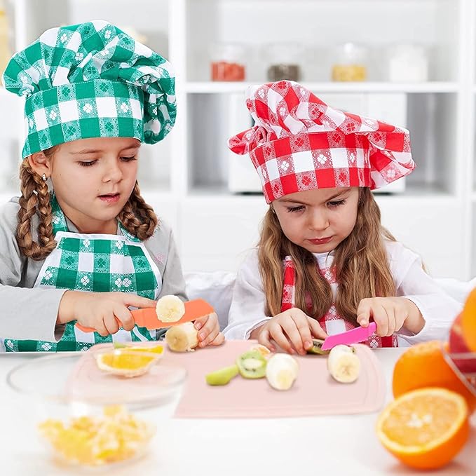 7 Pieces Plastic Kid Kitchen Knife Set, Reusable Nylon Chef Knife Children's Safe Cooking Knives for Baking, Fruit, Bread, Cake, Lettuce Knife, Salad Knife