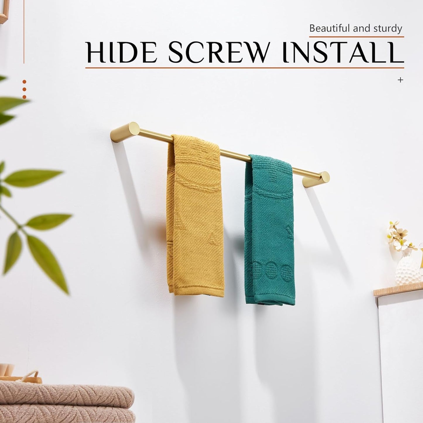 KOKOSIRI Bathroom Towel Bar 20'' Hand Towel Holder Rack for Lavatory and Bathroom Hardware Wall Mounted Brushed Gold Stainless Steel, B4007BG-L20