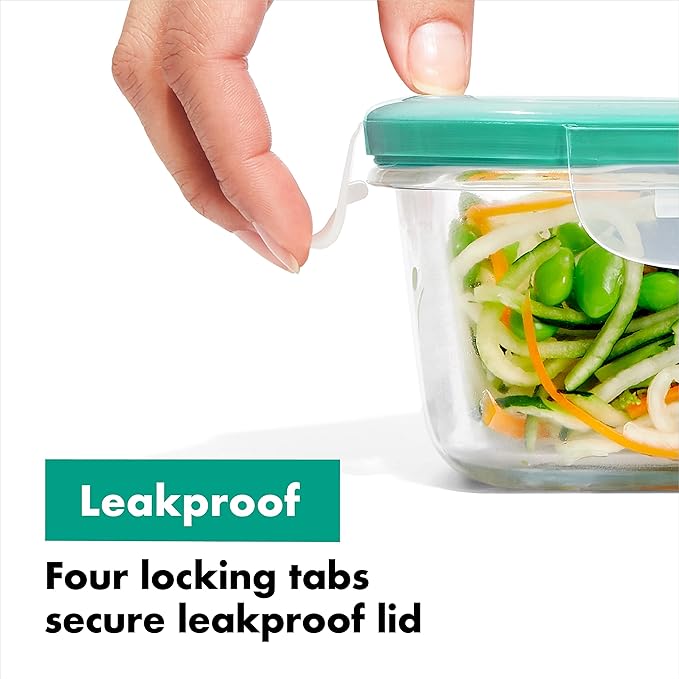 OXO Good Grips 3.5 Cup Smart Seal Glass Rectangle Food Storage Container, Clear (Pack of 2)