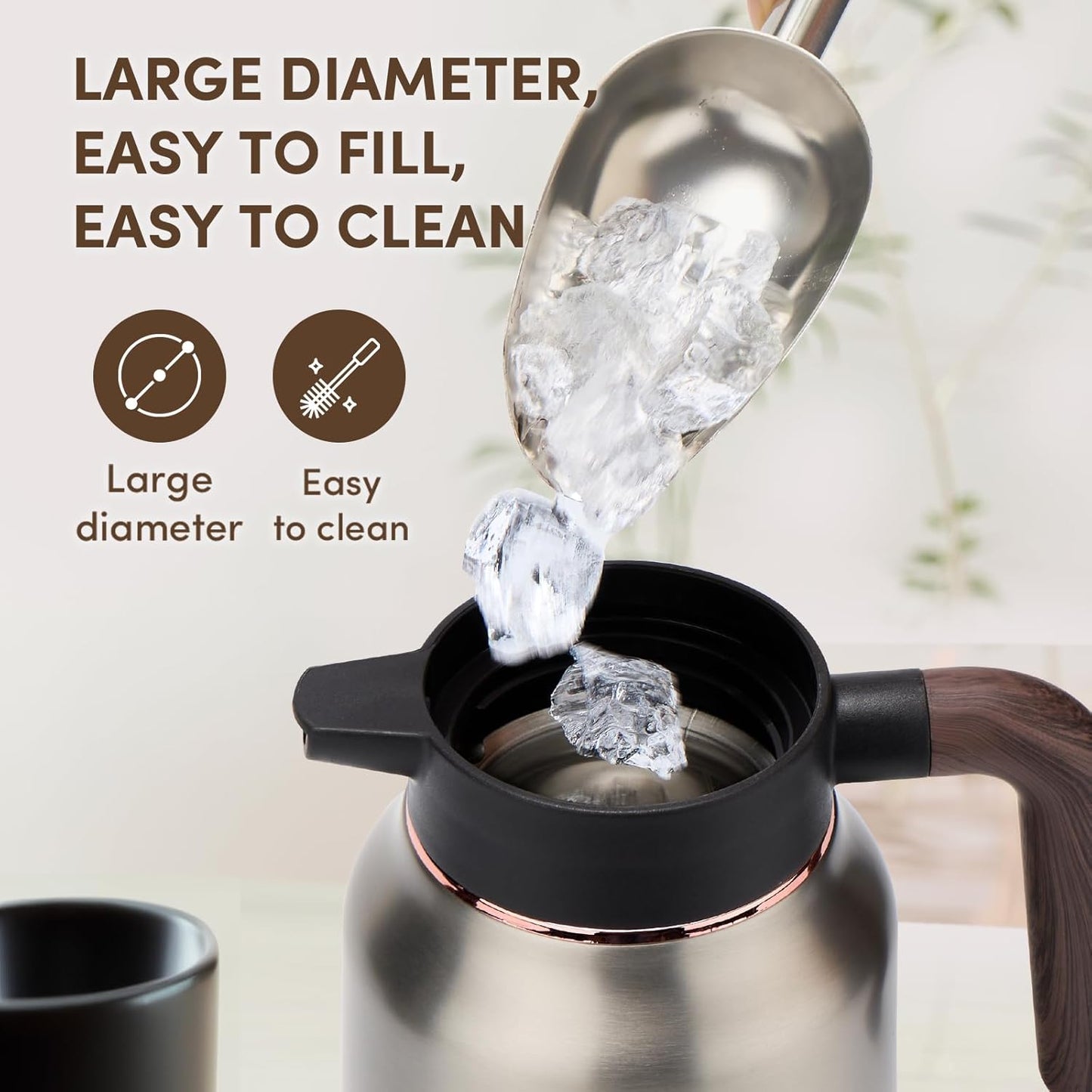 Vondior Coffee Carafe 65oz - 36 Hours Thermal Coffee Thermos- Insulated 304 Stainless Steel Hot Beverage Dispenser - Coffee Carafes For Keeping Hot/Cold Coffee, Tea, Water, Drink Dispenser for Parties