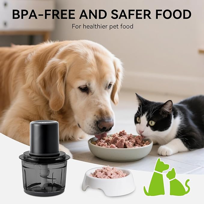 olayks Food Processor, Electric Meat Grinder with 4 Stainless Steel Blades, 1.2L Food Chopper Small Grinder Meat Processor with 2 Speeds for Vegetable, Fruits, Baby Food, Meat, Garlic, 5 Cups