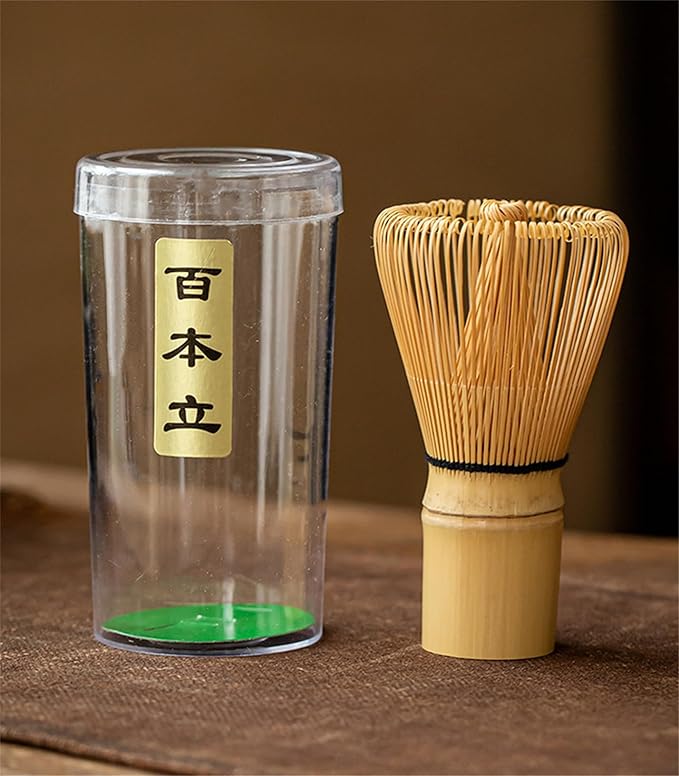 Matcha Whisk - Bamboo Whisk for Matcha Powder, Handcrafted Organic Traditional Japanese Chasen, 100-Prong Matcha Stirrer Wisk Mixer Brush for Authentic Tea Preparation