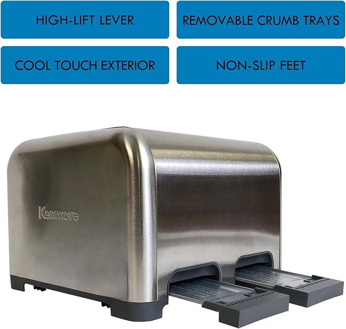 Kenmore 40605 4-Slice Toaster with Dual Controls in Stainless Steel