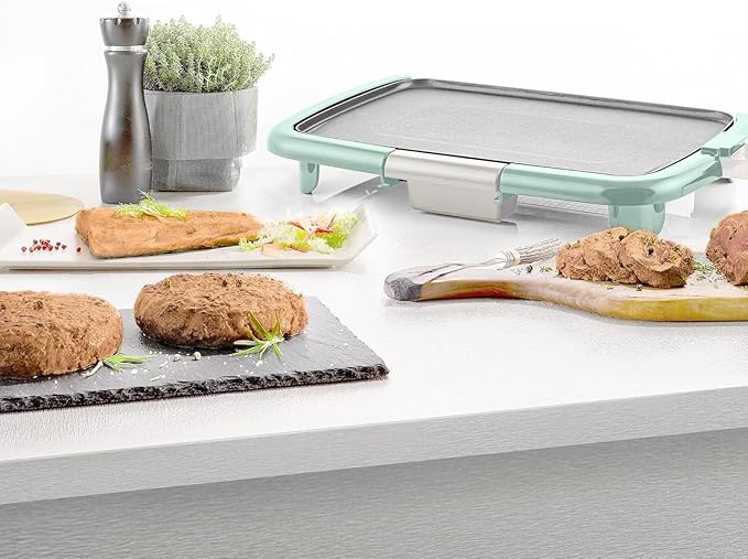 OVENTE Electric Griddle with 16 x 10 Inch Flat Non-Stick Cooking Surface, Removable and Adjustable Temperature Control, Indoor Grill for Instant Breakfast, Pancakes, Eggs or Burgers, Blue GD1610LBL
