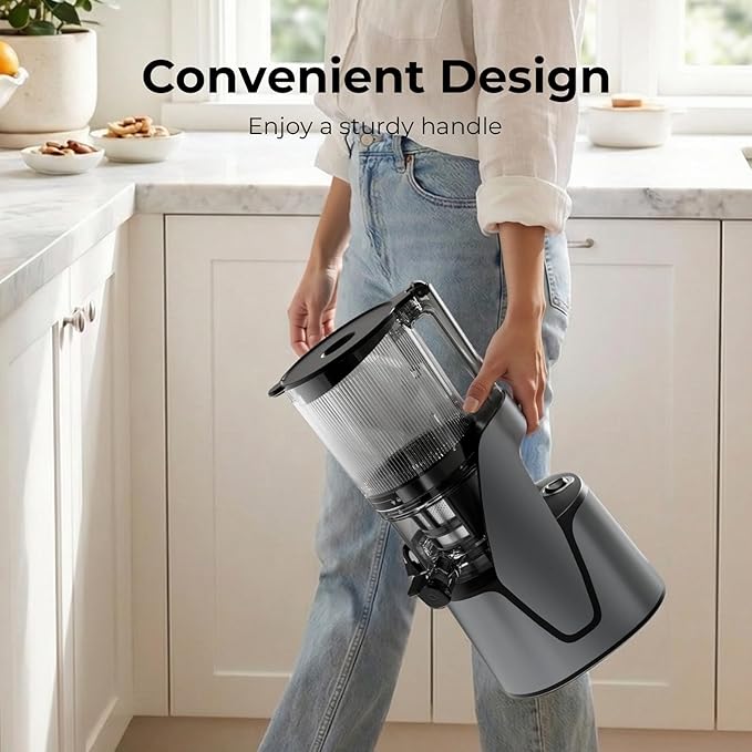 EanOruus Juicer Machines, 3-in-1 Cold Press Juicer with 6.5" Extra Large Chute, 100oz Large Capacity, AC Motor, Makes Juice, Nut Milk & Sorbet, Premium Gray