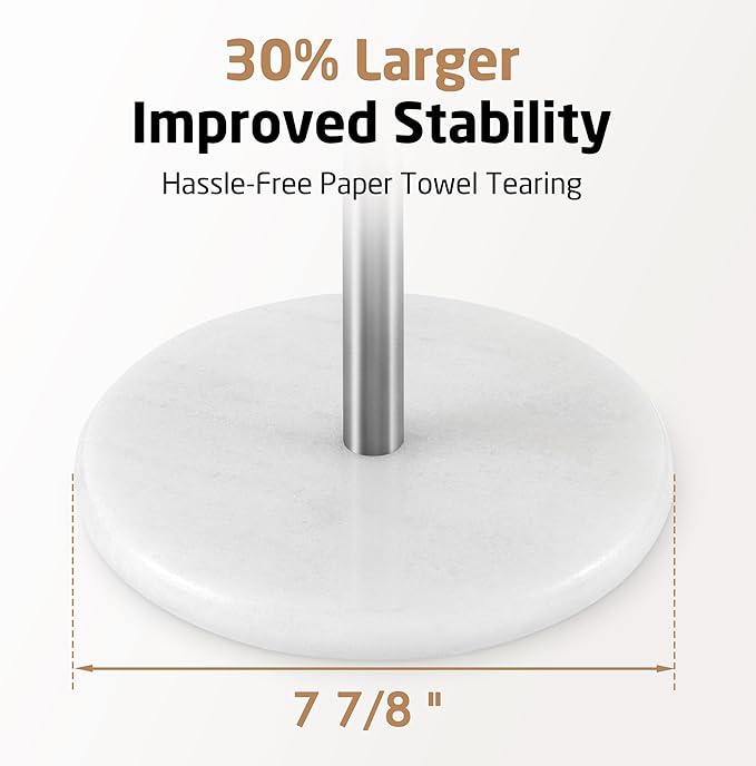 KES Paper Towel Holder Countertop, Kitchen Standing Paper Towel Roll Holders with Natural Marble Base for Standard or Jumbo-Sized Rolls Brushed Finish, KPH100-2