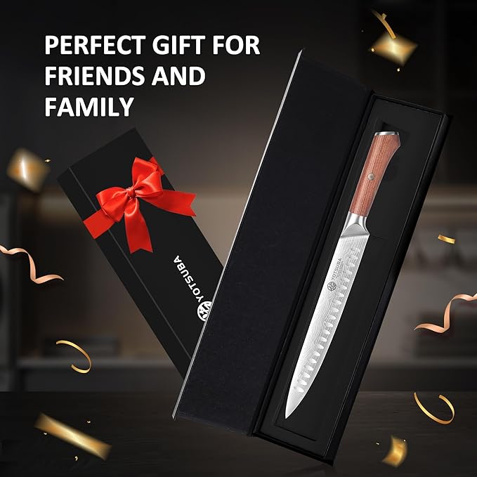 YOTSUBA Carving Knife for Meat, 10" Slicing Knife, High Carbon Steel Brisket Knives with Ergonomic Handle, Butcher Breaking Knives for Meat Cutting and Cooking with Gift Box