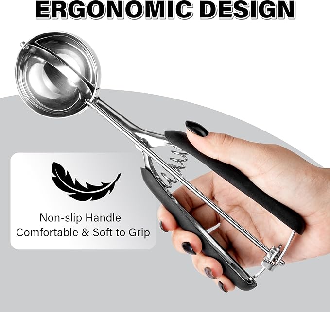 Large Cookie Scoop 4 Tbsp, Professional Stainless Steel Ice Cream Scoop 60mm, Cupcake Scoop Muffin Scoop for Baking, Good Soft Grips, Quick Trigger Release, 60ml (4 Tablespoon)