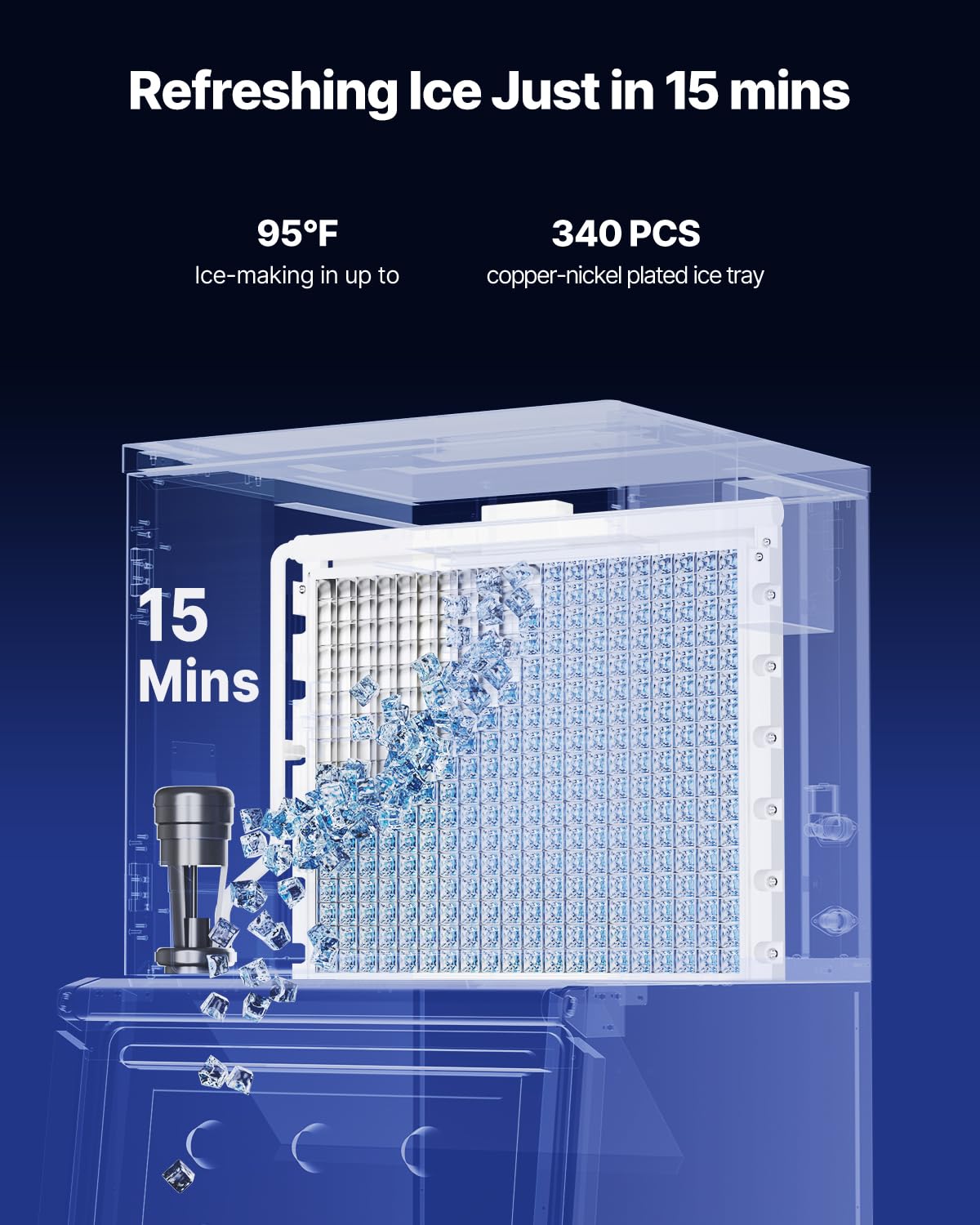 VEVOR Commercial Ice Maker Machine-Head 800 lbs/24 h, 26 Inch Stainless Steel Industrial Ice Machine, Self-Cleaning and Scheduled Ice Making, Modular Ice Cube Machine for Restaurant Hotel - Head Only