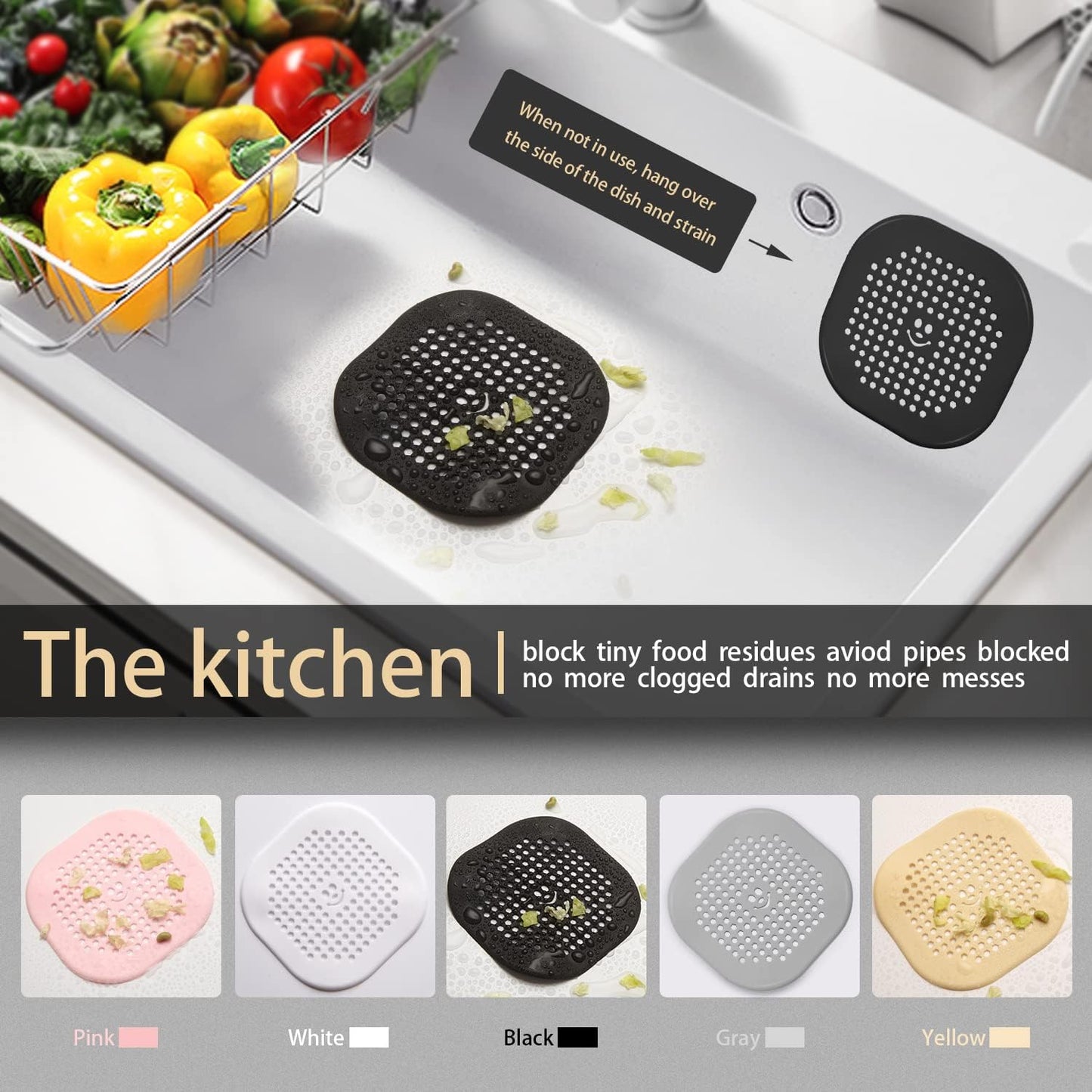 2 Pack Drain Hair Catcher Silicone Drain Protector Bathroom Accessories Hair Stopper Drain Cover for Shower Kitchen Bathroom Tub Deep Purple