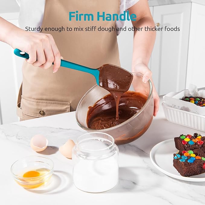U-Taste Silicone Spoon Spatula Set, 600ºF High Heat Resistant Food Grade Flexible Rubber Scraper, Cooking Mixing Baking Kitchen Utensils Set of 3 (Marrs Green)