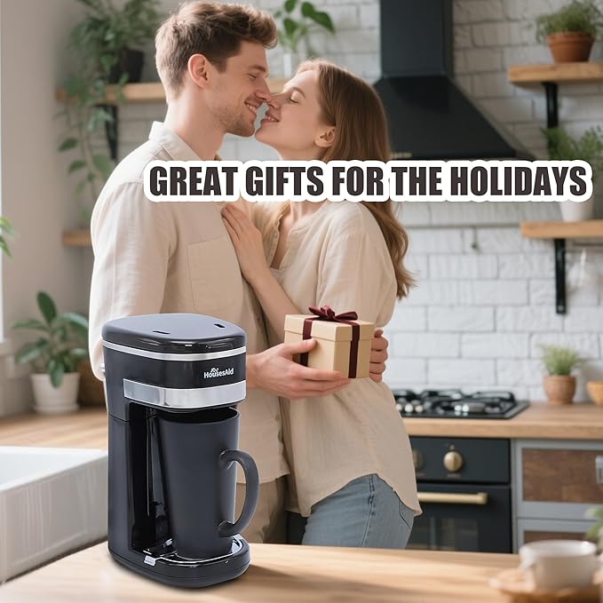 Coffee Machine,Single Serve Coffee Maker,One Cup Coffee Maker with Reusable Filter&One-touch Control Button,Portable Brewer for Camping,Travel & Home,Easy To Clean& Store,15oz/450ml