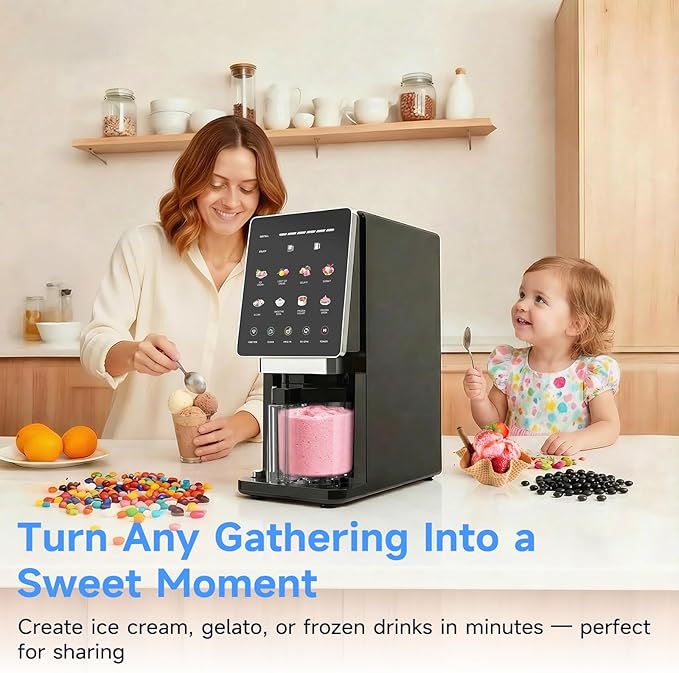 Ice Cream Maker & 10-in-1 Frozen Treat Maker, 20 oz (3 Pints), Mix-In + Re-Spin for Creamy Texture, Gelato, Sorbet, Slushie, Frozen Yogurt & Smoothie Bowls Machine for Homemade, Recipe Guide